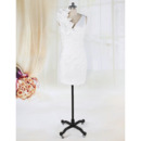 Discount Petite Column Asymmetrical Ruffled Neckline Reception Wedding Dresses