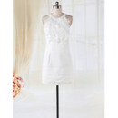 Elegant Beautiful Round Neck Ruffled Column Short Reception Wedding Dresses