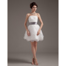 Romantic Stylish Mini Tiered Organza Reception Wedding Dresses with Sashes