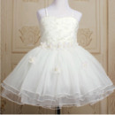 Princess Ball Gown Spaghetti Straps Knee Length Lace Satin Tulle First Communion/ Flower Girl Dresses with Petal Detailing