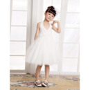 Luxury Beaded A-Line Halter Knee Length Organza Satin Tulle Flower Girl Dresses/ Girls Party Dresses