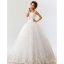 Beautiful Applique Ball Gown Strapless Floor Length Organza Wedding Dresses