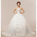 Gorgeous Floor Length Ball Gown Strapless Satin Organza Wedding Dresses