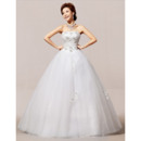 Discount Ball Gown Strapless Floor Length Satin Organza Wedding Dresses