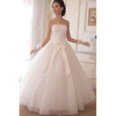 Charming Ball Gown Strapless Floor Length Satin Organza Sequin Wedding Dresses
