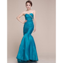 Stylish Mermaid Sweetheart All Over Ruched Satin Formal Evening Dresses with Beading Detail