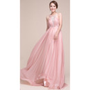 Plunging-V neckline Pleated Chiffon Formal Evening Party Dresses with Beading Detail