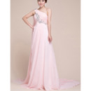Custom One Shoulder Empire Chiffon Floor Length Evening/ Prom Dresses