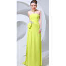 Simple Strapless Floor Length Chiffon Evening Party Dresses with Modified Bow Detail