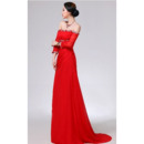 Elegant Beaded Off-the-shoulder Chiffon Evening Party Dresses with Long Sleeves