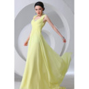 Attrictive Square-neck Floor Length Pleated Chiffon Evening/ Prom Dresses with Open Back