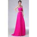 Classic Sheath Strapless Floor Length Chiffon Evening Party Dresses with Beaded Waist