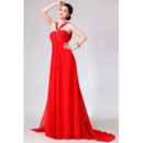 Classic Empire V-Neck Floor Length Chiffon Evening Party Dresses with Beading Detail