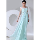 Enchanting Illusion Back Floor Length Chiffon Evening Party Dresses with Lace Top