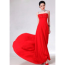 Inexpensive High Neck Sheath Floor Length Chiffon Evening/ Prom Dresses with Keyhole