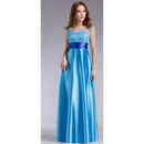 Simple V-Neck Floor Length Satin Evening Party Dresses with Lace Top