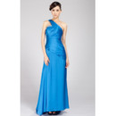 Customized One Shoulder Long Length Elastic Silk Like Satin Evening Dresses with Beading Detail