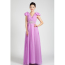Perfect Pleated Chiffon Full Length Formal Evening Dresses with Bowknot Shoulder