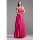 Beautiful Empire Full Length Pleated Formal Evening Dresses with Plaiting Straps and Bust