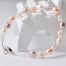 Inexpensive White/ Multicolor 6 - 7mm Freshwater Drop Pearl Bracelets