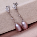 White/ Purple/ Pink 8.5 - 9.5mm Freshwater Drop Pearl Earring Set