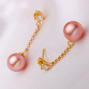 Beautiful Pink/ White 8 - 9mm Freshwater Round Pearl Earring Set