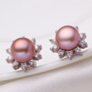 Inexpensive Purple/ Pink/ White 7.5 - 8.5mm Freshwater Pearl Earring Set