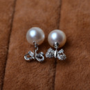 Stunning White 8-11mm Round Freshwater Natural Pearl Earring Set