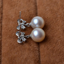 Stunning White 8-11mm Round Freshwater Natural Pearl Earring Set