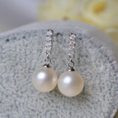 Inexpensive White/ Pink Round/ Drop Freshwater Natural Pearl Earring Set