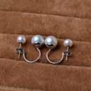 Cute Golden/ Silver Off-Round Freshwater Natural Pearl Earring Set