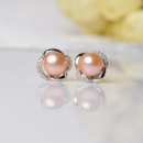 White/ Pink/ Purple Off-Round 8-9mm Freshwater Natural Pearl Earring Set