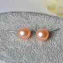 White/ Pink Round 8-9mm Freshwater Natural Pearl Earring Set