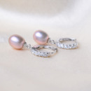White/ Pink/ Purple Drop 8-9mm Freshwater Natural Pearl Earring Set