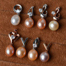 Inexpensive Cute White 8-9mm Drop Freshwater Natural Pearl Earring Set