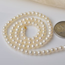 Inexpensive Classic White 3 - 4mm Freshwater Off-Round Pearl Necklaces