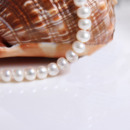 Inexpensive White 7mm Freshwater Natural Off-Round Bridal Pearl Necklaces