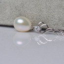 Elegant White 9 - 10mm Drop Freshwater Natural Pearl Pendants