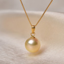Gorgeous Golden Round 10-12mm Freshwater Natural Pearl Pendants