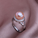 Affordable Pink 10.5 - 11mm Freshwater Off-Round Bridal Pearl Ring