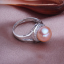 Affordable Pink 10.5 - 11mm Freshwater Off-Round Bridal Pearl Ring