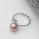 Pink/ White/ Purple 8.5 - 9mm Freshwater Round Bridal Pearl Ring