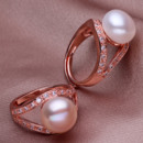 Pink/ White 10 - 11mm Freshwater Off-Round Bridal Pearl Ring
