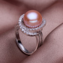 Beautiful Pink/ White/ Purple 11 - 12mm Freshwater Off-Round Pearl Ring
