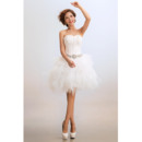 Amazing Bubble Skirt Sweetheart Satin Organza Short Beach Wedding Dresses