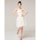 Gorgeous Lace Strapless A-Line Short Beach Wedding Dresses