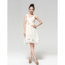 Informal Chiffon Empire Straps Short Dresses for Summer Beach Wedding with Ruched Bodice
