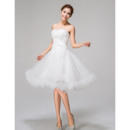 Romantic A-Line Sweetheart Knee Length Tulle Beach Wedding Dresses with Ruffles Hem