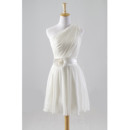 Simple One Shoulder Chiffon A-Line Pleated Short Bridesmaid Dresses