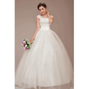 Luxury Beading Appliques Bodice Square Neck Ball Gown Tulle Wedding Dresses